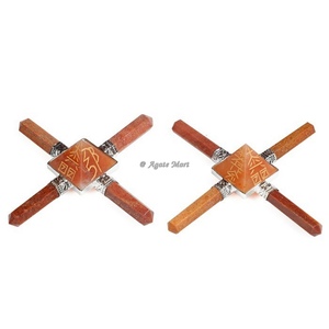 Cuarzo dorado USAI Reiki Cristales Generador de energía Tipo de ágata para protección EMF Estilo Feng Shui Grabado a mano Amor - Product Image 3