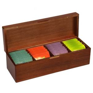 Multi-Compartment Handmade Durable Foldable Wooden Tea <b>Chest</b> Organizer with Clear Viewing Window for Kitchen Rustic Tea Box - Product Image 5