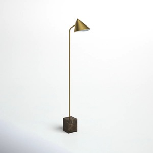 Lampe sur pied élégante avec base en marbre, structure en métal doré et abat-jour en tissu pour une décoration intérieure de luxe - Product Image 3