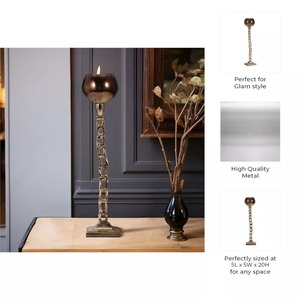 Porte-bougie de 20 pouces de hauteur avec tige géométrique, décoration d'intérieur - Product Image 5