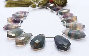 Perles de fluorite naturelle facettées en forme de cravate 10x21-14x28MM, perles de pierre précieuse de fluorite, perles fantaisie de 8 pouces, perles en vrac pour bijoux - Product Image 6