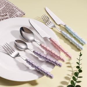 Juego de cubiertos nórdicos de metal con mangos de perlas, aptos para lavavajillas, perfectos para el hogar, bodas, mesas de comedor, juegos de vajilla. - Product Image 1