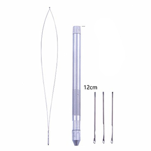 Factory Direct Anti Slip Stainless Steel Hair Extension Loop <b>Threader</b> <b>Needle</b> Pulling Hook Device Barber Micro Rings Extensions - Product Image 1