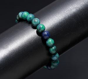 Pulsera elástica unisex de moda con cuentas de diamantes de imitación de cristal de 8 mm, verde y azul - Product Image 4