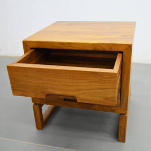 โต๊ะข้างเตียงไม้สักสไตล์นอร์ดิกสมัยใหม่ 2 ลิ้นชัก จัดเก็บได้ ใช้งานได้จริง เฟอร์นิเจอร์ตกแต่งห้องนอน - Product Image 3