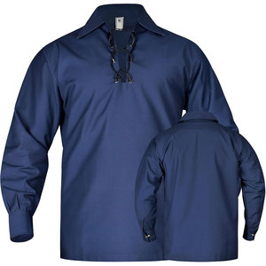 Chemise Jacobite bleu foncé pour homme, modèle Ghillie, la plus vendue, pour tenue écossaise Highland Kilt, à manches longues et à lacets, fournitures d'usine - Product Image 1