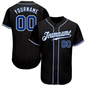 Maillot de baseball homme à manches courtes blanc avec bordure bleue, imprimé par transfert thermique, respirant, antibactérien, nom de l'équipe avant/arrière 00 - Product Image 1