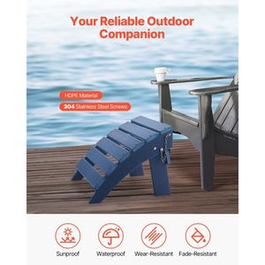 Reposapiés Adirondack Plegable de Plástico HDPE Resistente a la Intemperie para Patio, 15.7L X 18.9W X 13H Pulgadas - Product Image 2
