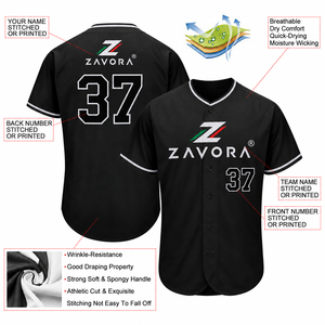 Maillot de baseball noir tendance personnalisé, col en V, uniforme d'équipe, lettrage et numéro personnalisés, streetwear, vente en gros - Product Image 3