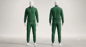 <b>Men's</b> Green Tracksuit Set Full Zip <b>Jacket</b> and Jogger Pants Athletic Sportswear Casual Training Suit - Product Image 1