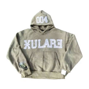 Vente en gros : Sweat-shirts à capuche pour hommes en coton mélangé, design de qualité supérieure, broderie effet vieilli, couleur unie, légers, en stock - Product Image 1