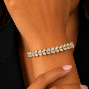 Double Row Pear Cut Lab Grown Diamond Tennis <b>Bracelet</b> DEF VVS 14K Yellow Gold Wedding <b>Bracelet</b> Custom OEM Jewelry Manufacturer - Product Image 2