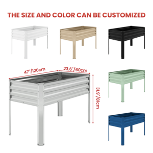 Jardinera Elevada de Metal Galvanizado, Maceta Rectangular Grande para Exteriores, para Hierbas GB010 - Product Image 2