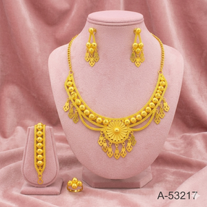 Conjunto de Collar Étnico Artesanal para Novia con Piedras de Circonio, Diseño de Monedas de Imitación Chapadas en Oro/Plata, Modelo A-53217 para Mujer - Product Image 1