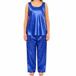 Ensemble de vêtements de nuit en satin doux pour femmes, pyjama sans manches, vêtements de détente pour femmes - Product Image 1