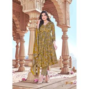 แฟชั่นผ้าเรยอนผ้าฝ้ายปักลายพื้นพร้อม dupatta - Product Image 1