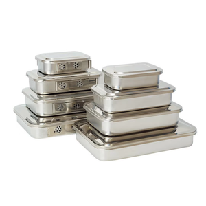 Plateau pour instruments chirurgicaux en acier inoxydable avec couvercle, rectangulaire, de qualité médicale, stérile, pour procédures, modèle DE-2612 - DE-2616 - Product Image 4