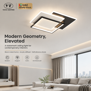 Plafonnier LED moderne en métal géométrique 72W à intensité variable avec télécommande pour salon et chambre 3000K 4500K 6000K - Product Image 2