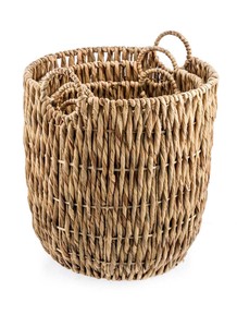 Ensemble de 3 paniers de luxe en jacinthe d'eau faits à la main, naturels, légers, durables, écologiques et multifonctionnels pour la maison - Product Image 4