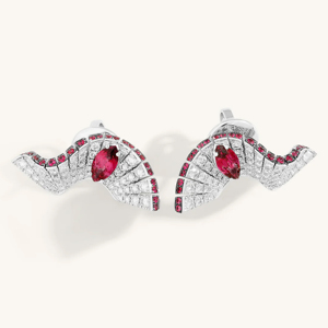 <b>Wings</b> Shape Ruby Stud <b>Earrings</b> 925 Silver Luxury Women's Party Jewelry - Product Image 3