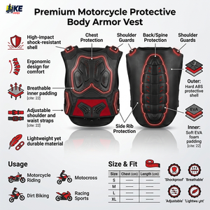 Professional Motocross Chest Protector Body Armor | Breathable Off-<b>Road</b> Dirt Bike Riding Guard | CE Approved MTB <b>Back</b> Protective - Product Image 3