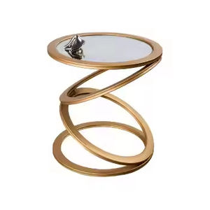 Mesa de Centro de Metal con Diseño de Primavera, Mesa Auxiliar para Sofá de Dormitorio, Decorativa para Hogar y Hoteles, con Tapa de Vidrio, Mesas de Centro Redondas - Product Image 1