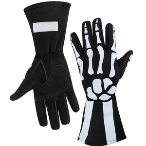 Gants de course unisexes à doigts complets, imprimé squelette noir et blanc, antidérapants, pour la conduite en extérieur, en polyester et nylon, impression par sublimation - Product Image 5