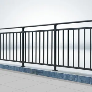 Barandilla de Balcón Moderna de Metal Negro con Barras Verticales, Valla de Seguridad Resistente para Exteriores, Terraza, Patio, Villa, Porche, Resistente a la Oxidación - Product Image 1