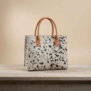 Sac fourre-tout élégant en cuir véritable de style occidental, couleur unie, broderie, en cuir de vachette à poils, pour femme, sac à bandoulière décontracté et vintage - Product Image 5