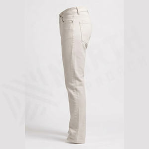 Pantalones Vaqueros de Mezclilla de Algodón Beige de Corte Recto y Ajustado, Cintura Alta, Estilo Casual de Primavera para Hombre - Product Image 3