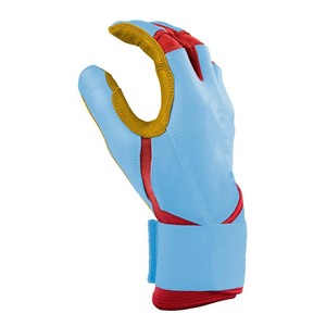 Gants de frappe ELIXE SPORTS en cuir bleu avec bordure rouge, paume rembourrée, fermeture auto-agrippante, légers, unisexes, pour entraînement adulte - Product Image 2