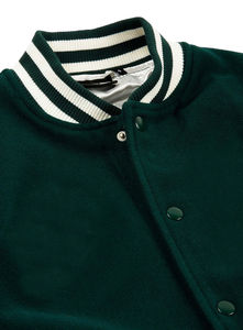 Nouvelle veste universitaire tendance de couleur vert foncé pour homme, style streetwear, manches longues, col côtelé, veste universitaire pour homme - Product Image 4