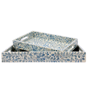 ถาดไม้เอ็มดีเอฟทรงสี่เหลี่ยมพร้อมที่ใส่รูปใบไม้สีฟ้าฝังมุกถาดเสิร์ฟสำหรับตกแต่งบ้านและวางบนโต๊ะ - Product Image 6