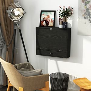 Scrivania Nera da Parete Resistente con Ripiani Portaoggetti, Design Moderno e Semplice Salvaspazio, Tavolo Pieghevole per Computer - Product Image 5