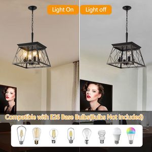 Lampadario a sospensione industriale moderno da 16 pollici, nero e oro, a 4 luci, W1340111204/L1010, regolabile con design a gabbia metallica moderna - Product Image 6