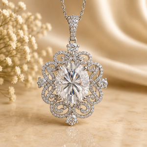 Collar con Colgante de Diamante Ovalado de Lujo, Oro de 18K, Diseño de Cinta Trenzada, Piedra Brillante, Joyería Fina Hecha a Mano, Regalo de Aniversario - Product Image 3