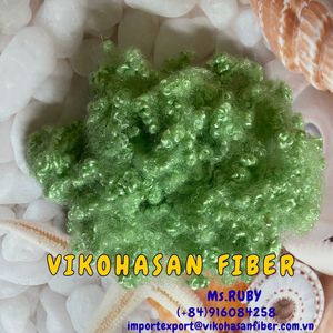 Fibres de polyester synthétiques vierges Vikohasan 15D 2D vertes de haute qualité, ignifuges, creuses, pour le filage du béton - Product Image 2