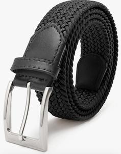 Unisex Adjustable <b>Elastic</b> 110cm Braided Stretch <b>Belt</b> XL Large Size Custom Logo High Quality Cowboy Fashion Woven Alloy for Men - Product Image 3