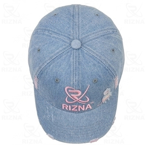 Gorra de Béisbol RIZNA de Mezclilla Twill, 6 Paneles, Ajustable, Unisex, Estilo Casual Vintage, Lavada, con Logotipo Bordado en 3D en el Panel Frontal, Azul, Algodón, Metal - Product Image 3