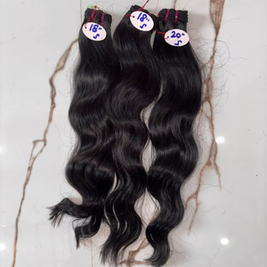 Extensions de cheveux humains vierges non traités Sushma Indian Remy, tissage machine double trame, pointes épaisses, style noir, toutes couleurs disponibles - Product Image 1