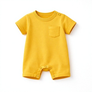 ชุดรอมเปอร์เด็กทารกผ้าฝ้ายออร์แกนิค แขนสั้น เนื้อผ้านุ่มพิเศษ ระบายอากาศได้ดี ป้องกันรอยยับ ชุดบอดี้สูทเด็กทารก ติดกระดุมแป๊ก สำหรับใส่ทุกวัน - Product Image 1
