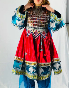 Robe de festival afghane Kuchi artisanale pour femmes, vintage, traditionnelle, brodée, dentelle reflétant le style pashtun, robe afghane Kuchi - Product Image 6