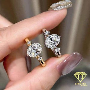 Luxury Oval Cut Moissanite Diamond <b>Ring</b> In 925 Sterling <b>Silver</b> With Side Stones Elegant <b>Solitaire</b> Engagement Jewelry For Women - Product Image 2