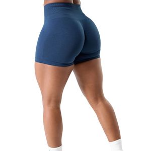 Shorts de sport pour femmes, bleu marine, taille mi-haute, extensibles, compressifs, pour l'entraînement, le fitness, les activités sportives, vêtements de sport confortables - Product Image 2