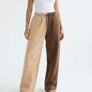 Best Selling Ladies <b>Jogger</b> Two Tone Wide Leg Sweatpants Color Block Solid Color Cotton <b>Fleece</b> <b>Joggers</b> For Women - Product Image 1