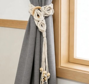 Boho Macrame Curtain <b>Tiebacks</b> | Handmade Cotton Rope Curtain Holdbacks | Tassel Window Decor - Product Image 2