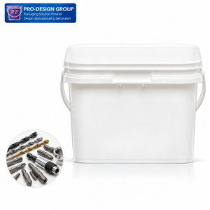 8L Square <b>Plastic</b> Pail with Lid and Handle for Drill Bits Tool Accessories Industrial Hardware Storage Container - Product Image 4