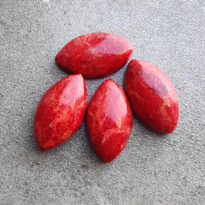 Coral Rojo Natural Esponjoso, Corte Marquesa, Cabujón Calibrado, Gema Suelta, Grado AAA, Varios Tamaños, Certificado por Terceros - Product Image 1