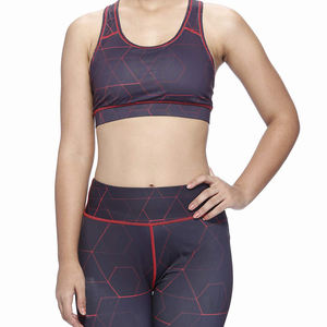 Ensemble de sport 2 pièces pour femme, motif uni, compression, vêtements de sport, taille élastique, pour yoga - Product Image 5