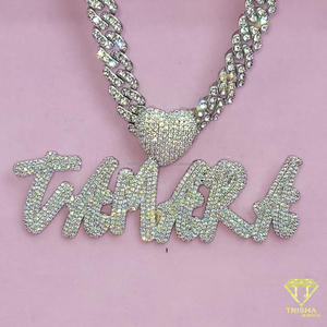 Personalized Hip Hop <b>Name</b> Pendant Moissanite Diamond Necklace Bling Cuban <b>Chain</b> Jewelry Gift - Product Image 1